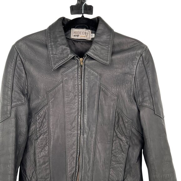 Hideout Vintage Womens Leather Jacket Moto Apparel Black Size 36 - Picture 2 of 16